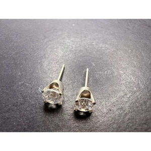 14k white gold 6mm CZ solitaire stud earrings